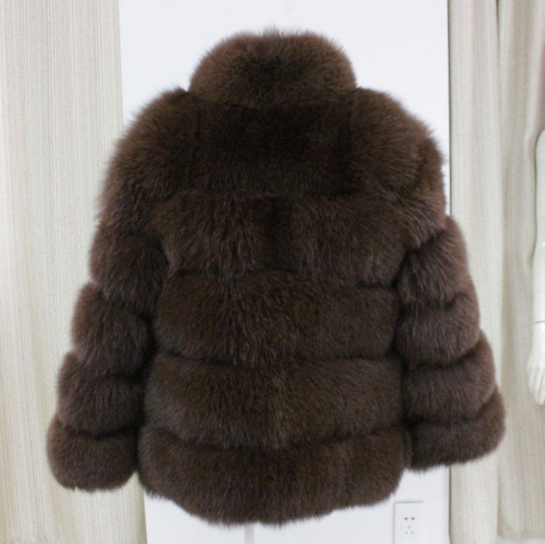Women's Winter Stand Collar Faux Fur Coat
