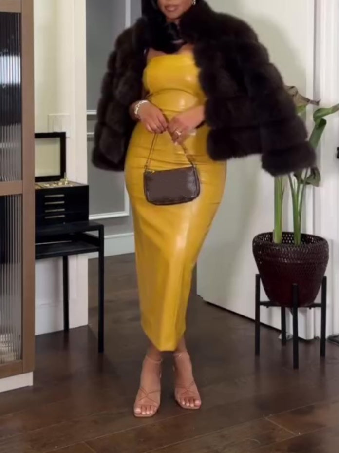 Women's Winter Stand Collar Faux Fur Coat