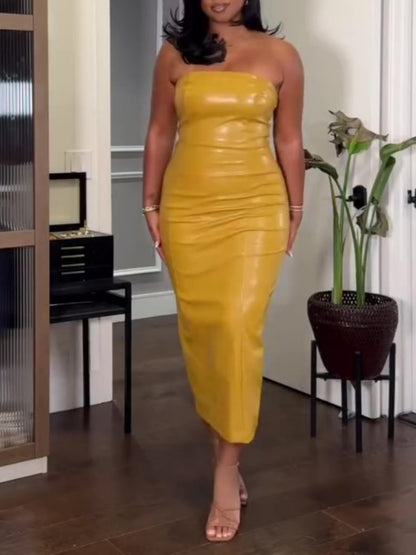 PU Sexy Sheath Maxi Dress