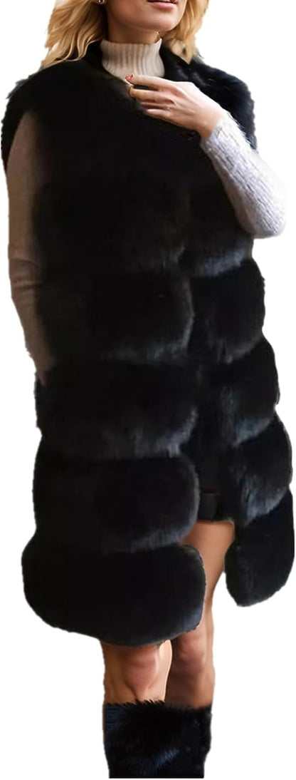 Women's Sleeveless Faux Fur Vest Outwear
