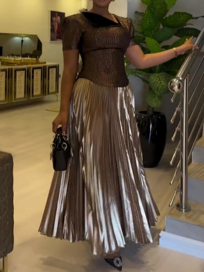 Stunning Pleated Dress Fashion Set