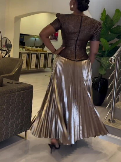 Stunning Pleated Dress Fashion Set