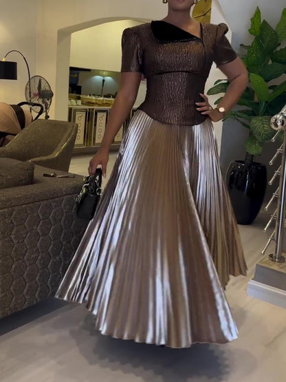 Stunning Pleated Dress Fashion Set