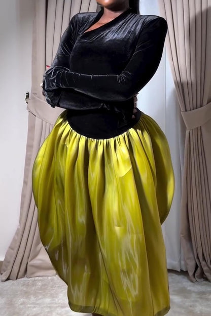 Elegant Velvet Patchwork Maxi Dress