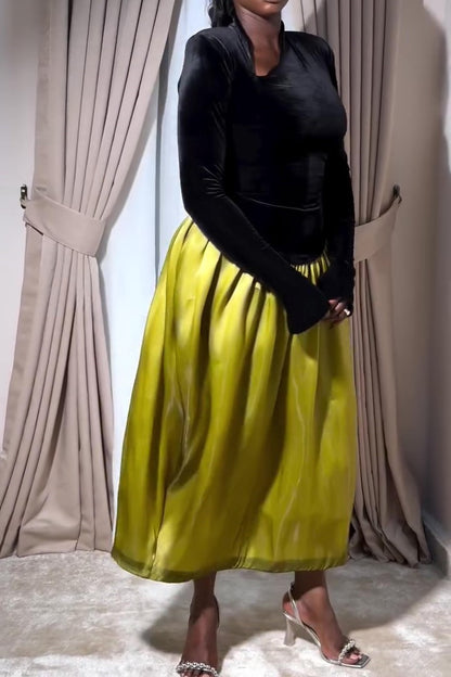 Elegant Velvet Patchwork Maxi Dress