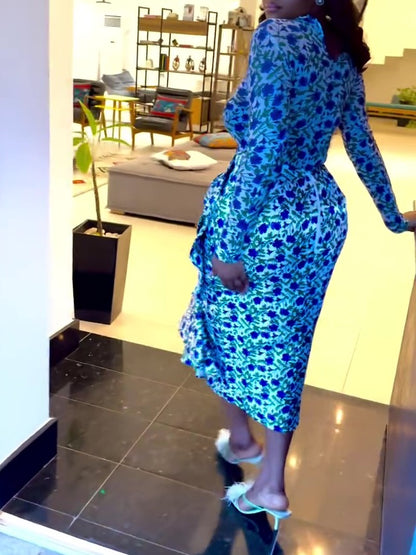 Elegant Slim Floral Midi Dress