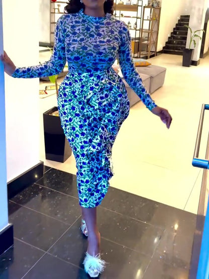 Elegant Slim Floral Midi Dress