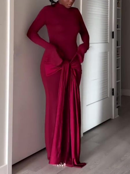 Fashion Flare Long Sleeve Slim Strappy Hip Dress