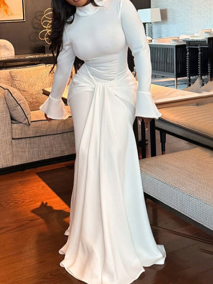 Fashion Flare Long Sleeve Slim Strappy Hip Dress