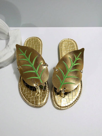 Women's Leaf Shape Flat Sandals Beach Shoes