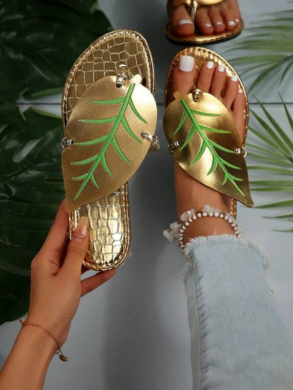 Women's Leaf Shape Flat Sandals Beach Shoes