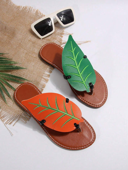 Women's Leaf Shape Flat Sandals Beach Shoes