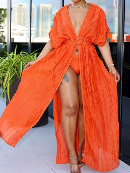 Solid Colour Beach Cover Up Maxi Dress