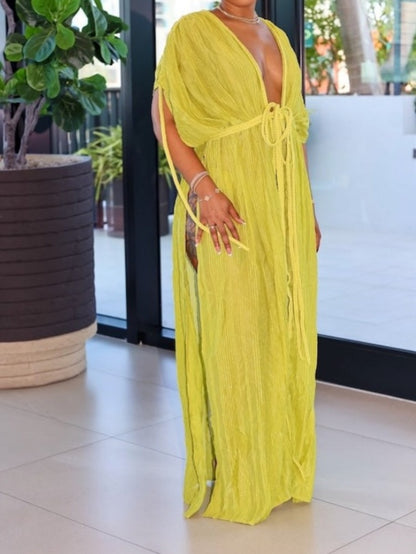 Solid Colour Beach Cover Up Maxi Dress