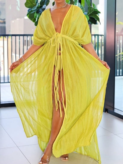 Solid Colour Beach Cover Up Maxi Dress