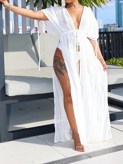 Solid Colour Beach Cover Up Maxi Dress