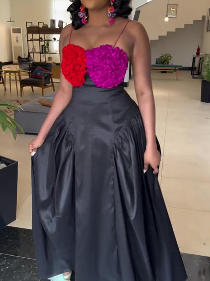 SS25 Sexy Dimensional Flower Halter Dress