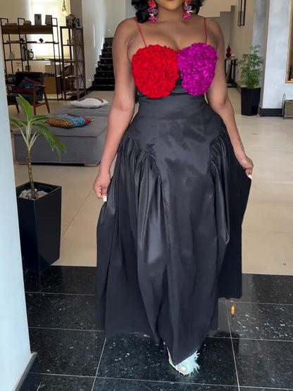 SS25 Sexy Dimensional Flower Halter Dress