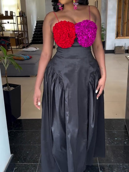 SS25 Sexy Dimensional Flower Halter Dress