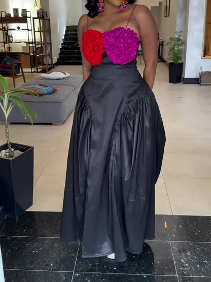 SS25 Sexy Dimensional Flower Halter Dress