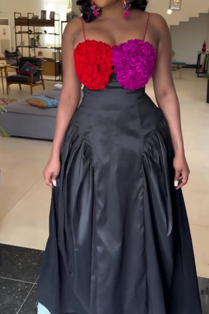 SS25 Sexy Dimensional Flower Halter Dress