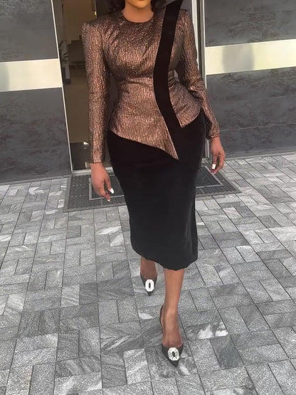 Elegant Velvet Two-piece Dress