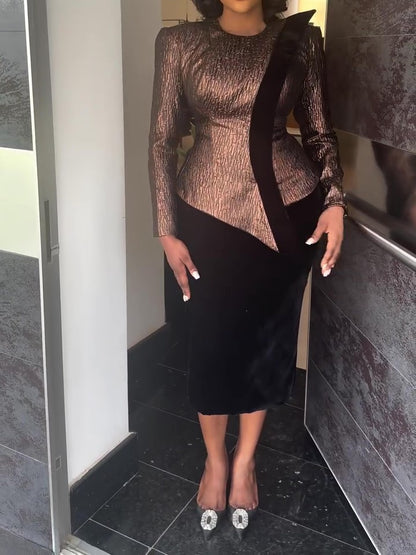 Elegant Velvet Two-piece Dress