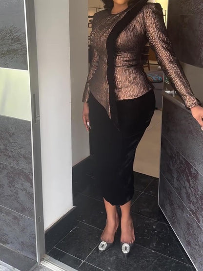 Elegant Velvet Two-piece Dress