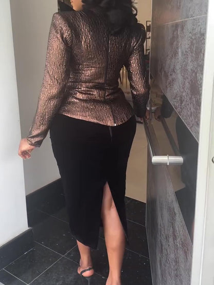 Elegant Velvet Two-piece Dress