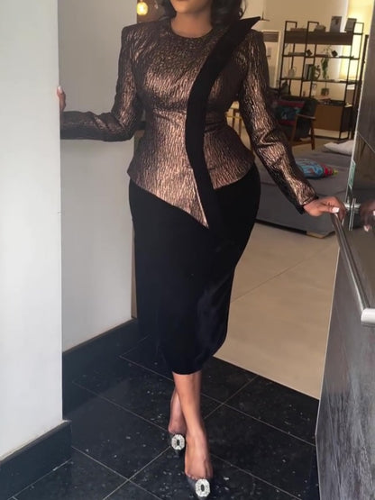 Elegant Velvet Two-piece Dress