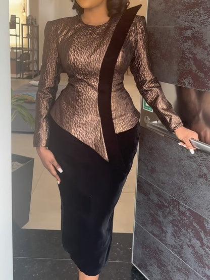 Elegant Velvet Two-piece Dress