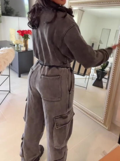 Casual Zip-Up Jacket  2pc Set