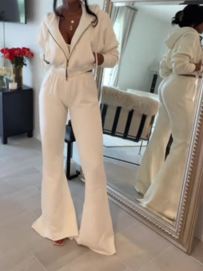 Cargo Cropped Zip-Up Hoodie Set