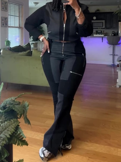 Denim Moto Jacket Stretch Bootcut Jeans Set