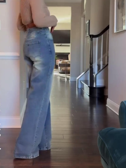 Detachable Double Waist Wide Leg Jeans