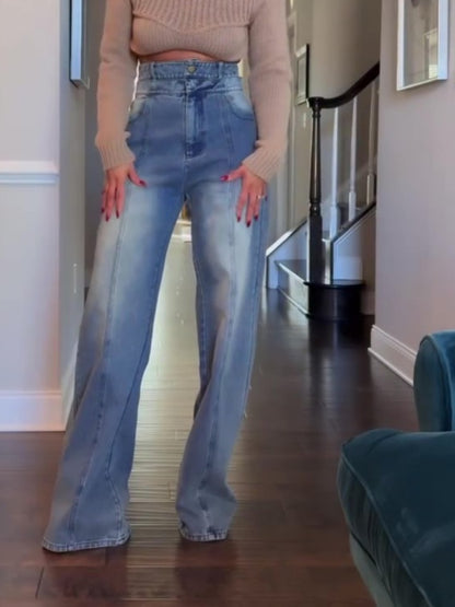 Detachable Double Waist Wide Leg Jeans