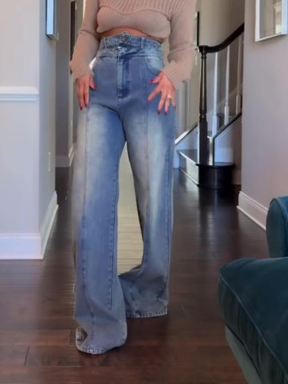 Detachable Double Waist Wide Leg Jeans