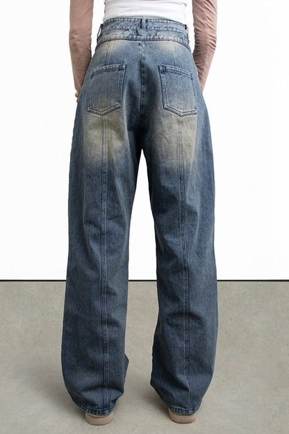Detachable Double Waist Wide Leg Jeans