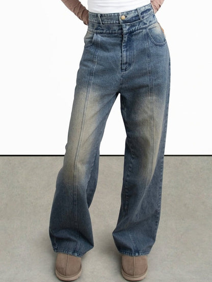 Detachable Double Waist Wide Leg Jeans