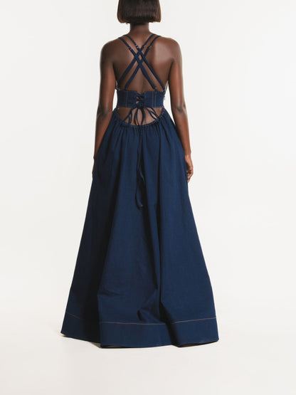 Fashion Denim Maxi Dress