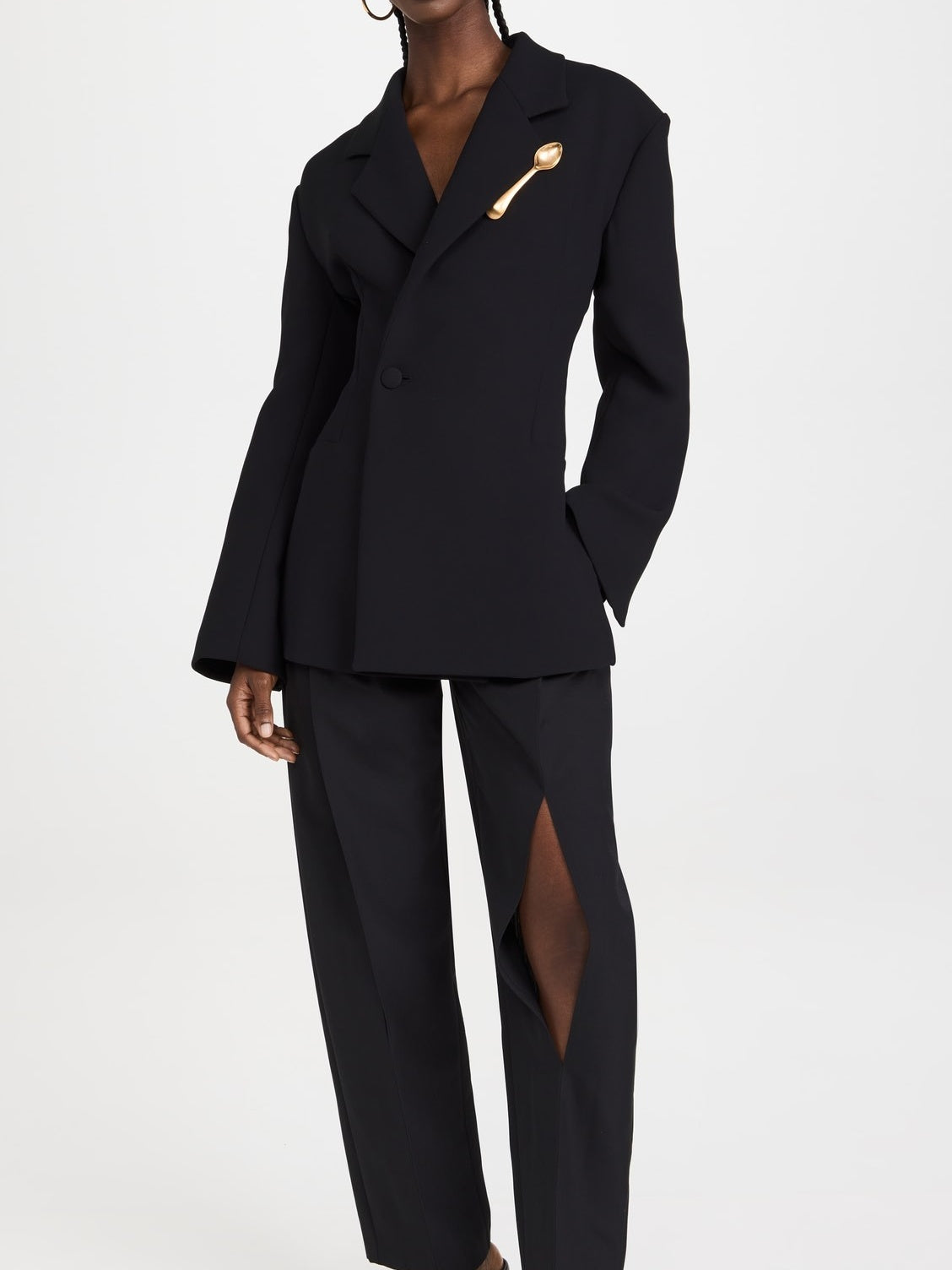 Scoop embellished backless blazer