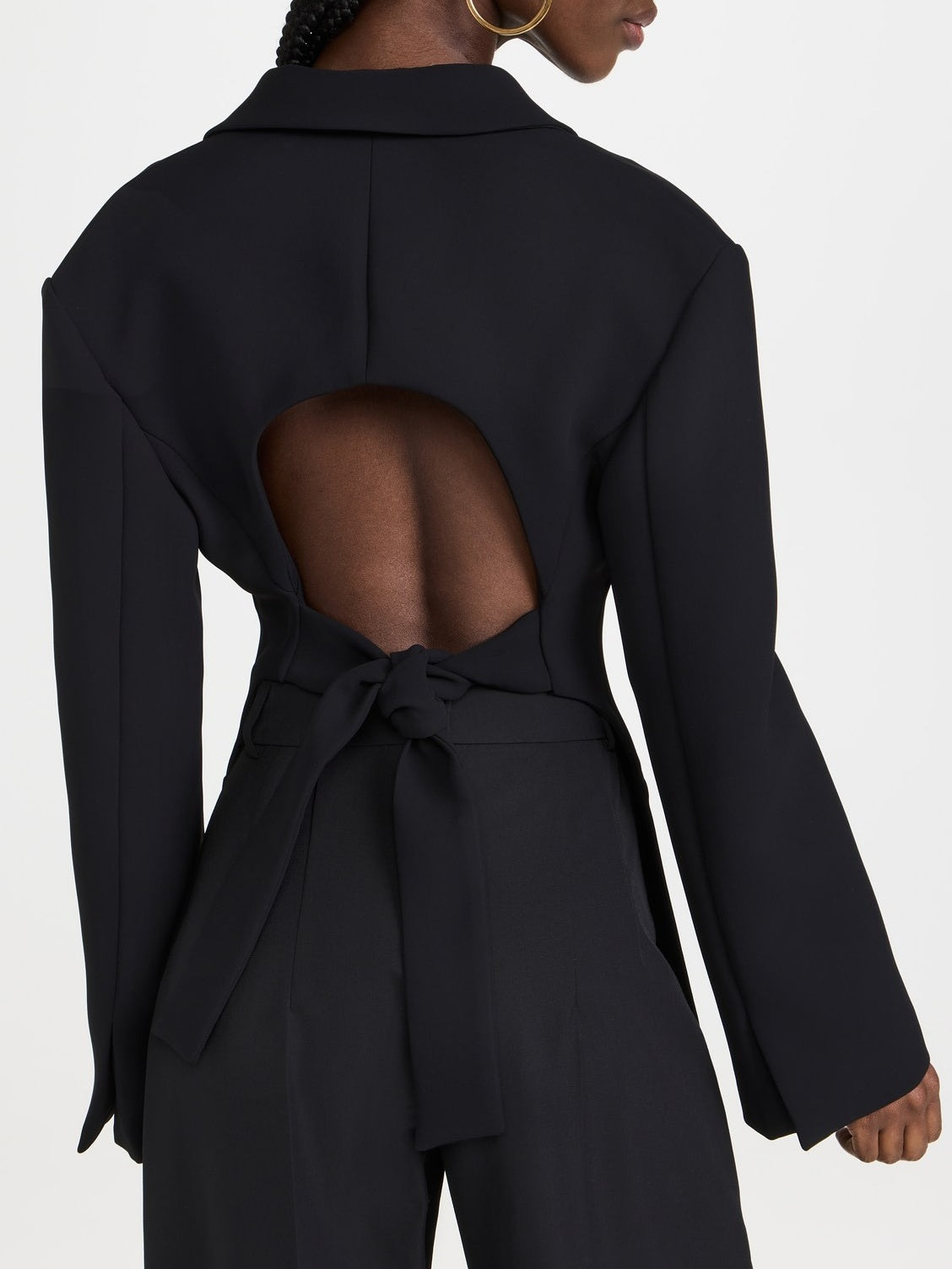 Scoop embellished backless blazer