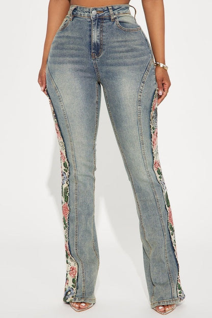 Floral Denim Bootcut Jeans Set