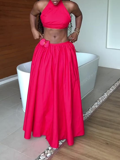 Halter Top And Maxi Skirt Set