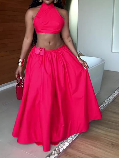Halter Top And Maxi Skirt Set