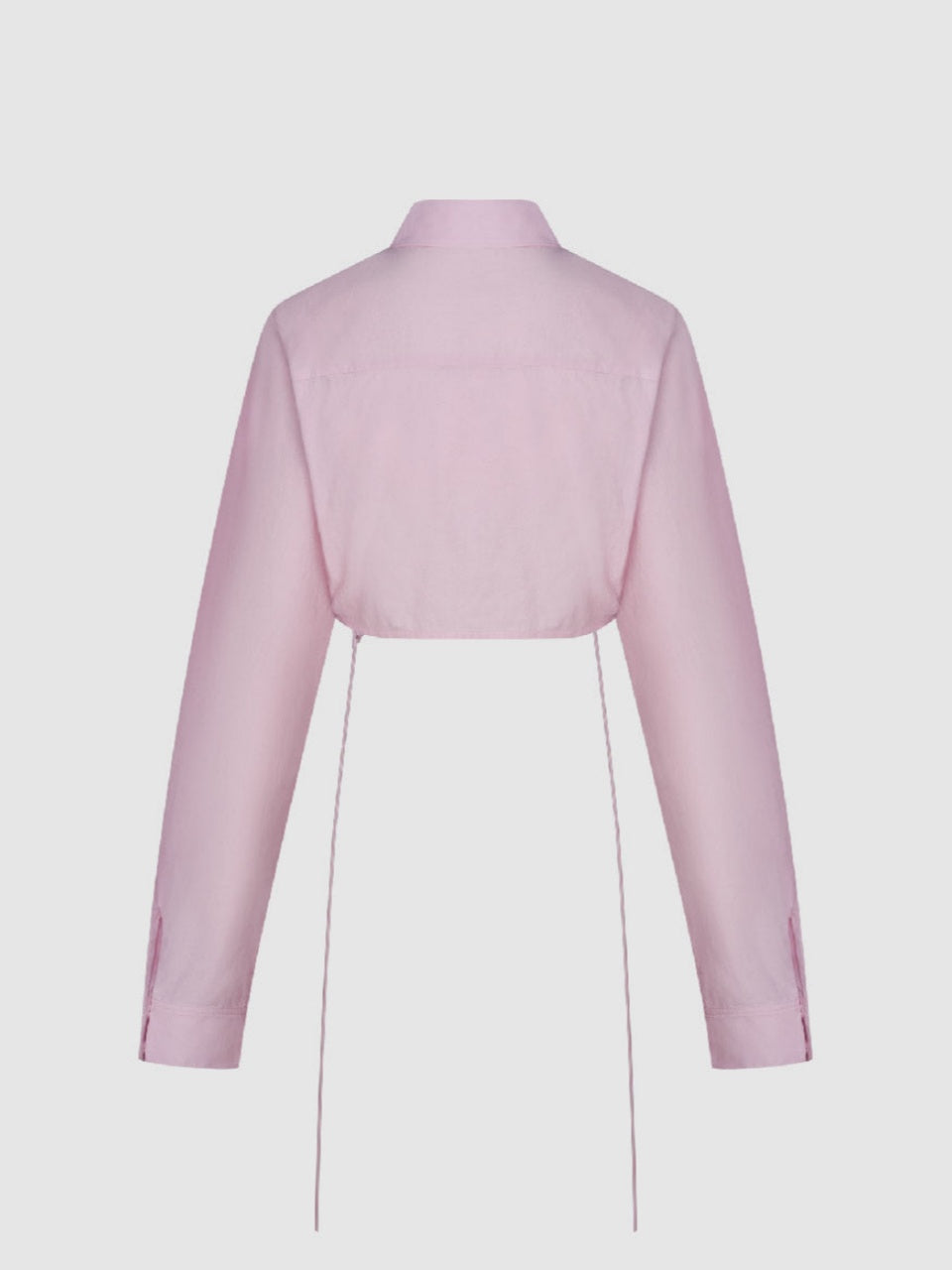 Pink Lace-Up Cropped Shirt