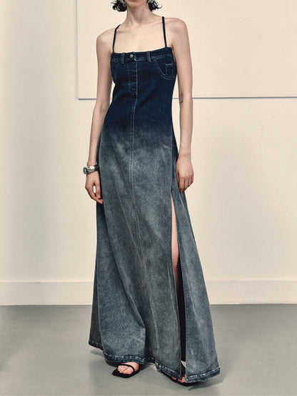 Gradient Skinny Denim Cami Dress