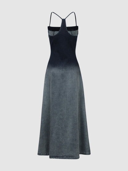 Gradient Skinny Denim Cami Dress