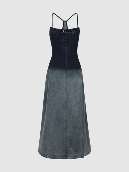 Gradient Skinny Denim Cami Dress