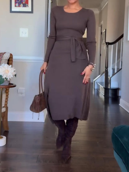 Tie-Front Knitted Dress